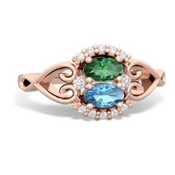 Lab Emerald Love Nest 14K Rose Gold ring R5860