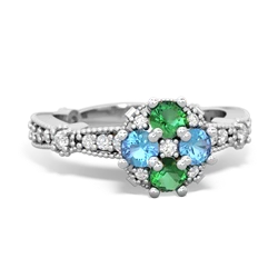 Lab Emerald Sparkling Tiara Cluster 14K White Gold ring R26293RD