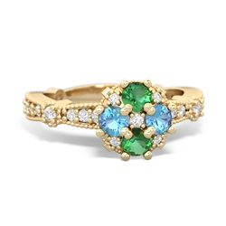 Lab Emerald Sparkling Tiara Cluster 14K Yellow Gold ring R26293RD