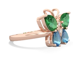 Lab Emerald Butterfly 14K Rose Gold ring R2215