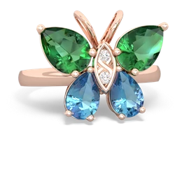 Lab Emerald Butterfly 14K Rose Gold ring R2215