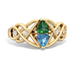 Lab Emerald Keepsake Celtic Knot 14K Yellow Gold ring R5300