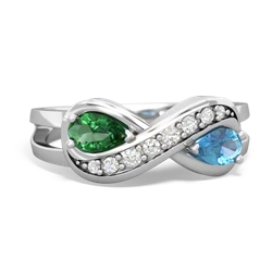 Lab Emerald Diamond Infinity 14K White Gold ring R5390