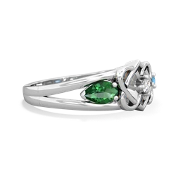 Lab Emerald Hearts Intertwined 14K White Gold ring R5880