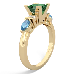 Lab Emerald 6Mm Princess Eternal Embrace Engagement 14K Yellow Gold ring C2002