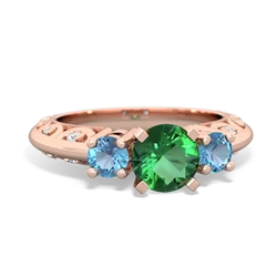 Lab Emerald Art Deco Eternal Embrace Engagement 14K Rose Gold ring C2003