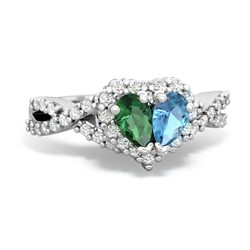 Lab Emerald Diamond Twist 'One Heart' 14K White Gold ring R2640HRT