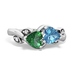 Lab Emerald Floral Elegance 14K White Gold ring R5790