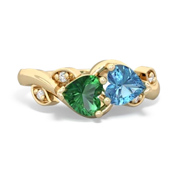 Lab Emerald Floral Elegance 14K Yellow Gold ring R5790