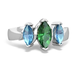 Lab Emerald Three Peeks 14K White Gold ring R2433
