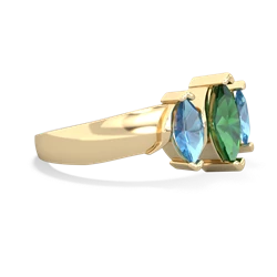 Lab Emerald Three Peeks 14K Yellow Gold ring R2433