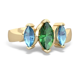 Lab Emerald Three Peeks 14K Yellow Gold ring R2433