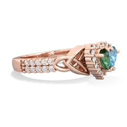 Lab Emerald Celtic Knot Two Hearts As One 14K Rose Gold ring R2644HRT