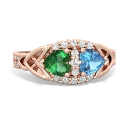 Lab Emerald Sparkling Celtic Knot 14K Rose Gold ring R2645