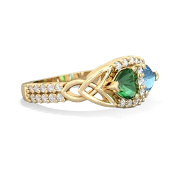 Lab Emerald Sparkling Celtic Knot 14K Yellow Gold ring R2645