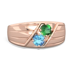 Lab Emerald Men's Streamline 14K Rose Gold ring R0460