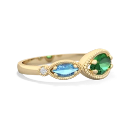 Lab Emerald Milgrain Marquise 14K Yellow Gold ring R5700