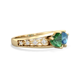 Lab Emerald Heart To Heart 14K Yellow Gold ring R3342