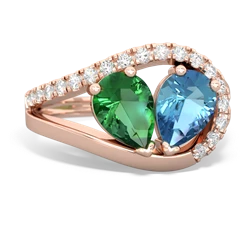 Lab Emerald Nestled Heart Keepsake 14K Rose Gold ring R5650