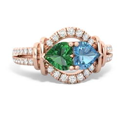 Lab Emerald Art-Deco Keepsake 14K Rose Gold ring R5630