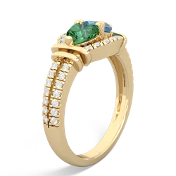 Lab Emerald Art-Deco Keepsake 14K Yellow Gold ring R5630