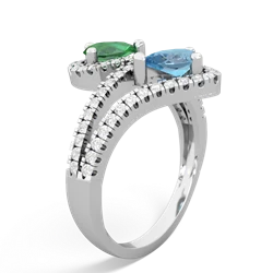 Lab Emerald Diamond Dazzler 14K White Gold ring R3000