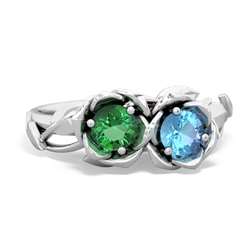 Lab Emerald Rose Garden 14K White Gold ring R5510