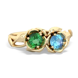 Lab Emerald Rose Garden 14K Yellow Gold ring R5510