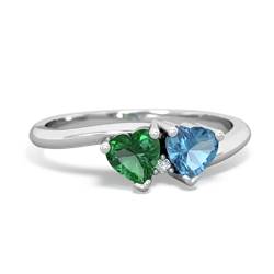 Lab Emerald Sweethearts 14K White Gold ring R5260