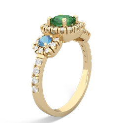 Lab Emerald Regal Halo 14K Yellow Gold ring R5350