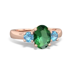 Lab Emerald Three Stone Oval Trellis 14K Rose Gold ring R4024