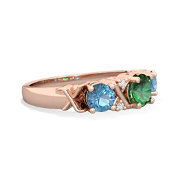 Lab Emerald Hugs And Kisses 14K Rose Gold ring R5016