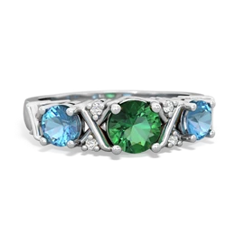 Lab Emerald Hugs And Kisses 14K White Gold ring R5016