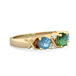 Lab Emerald Hugs And Kisses 14K Yellow Gold ring R5016