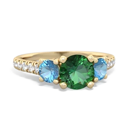 Lab Emerald Pave Trellis 14K Yellow Gold ring R5500