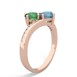 Lab Emerald Channel Set Two Stone 14K Rose Gold ring R5303