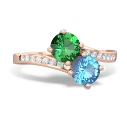 Lab Emerald Channel Set Two Stone 14K Rose Gold ring R5303