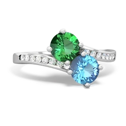 Lab Emerald Channel Set Two Stone 14K White Gold ring R5303