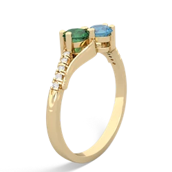 Lab Emerald Infinity Pave Two Stone 14K Yellow Gold ring R5285