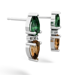 Lab Emerald Bowtie Drop 14K White Gold earrings E0865