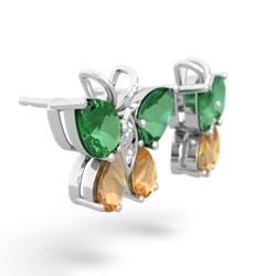 Lab Emerald Butterfly 14K White Gold earrings E2215