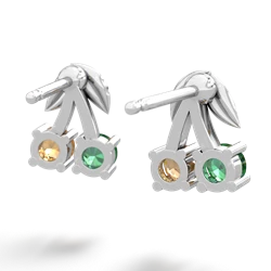 Lab Emerald Sweet Cherries 14K White Gold earrings E7001