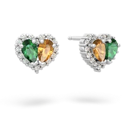 Lab Emerald Halo 14K White Gold earrings E7008