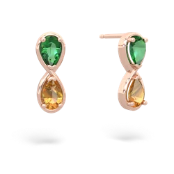 Lab Emerald Infinity 14K Rose Gold earrings E5050