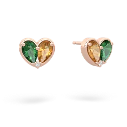 Lab Emerald 'Our Heart' 14K Rose Gold earrings E5072