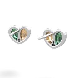 Lab Emerald 'Our Heart' 14K White Gold earrings E5072