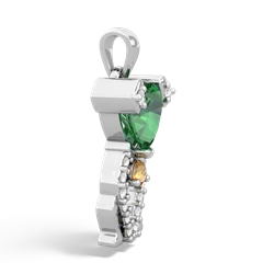 Lab Emerald Puppy Love 14K White Gold pendant P5800