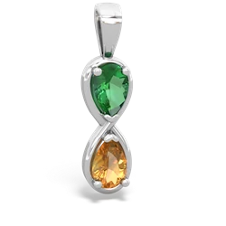 Lab Emerald Infinity 14K White Gold pendant P5050