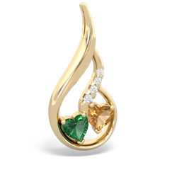 Lab Emerald Keepsake Curves 14K Yellow Gold pendant P5450