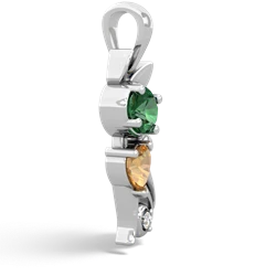 Lab Emerald Kitten 14K White Gold pendant P5780